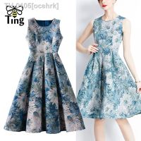 ☒ↂ✇ ocehrk Tingfly-Mulheres Flor Linha A Vestidos de Baile Vestido Festa Verão Casual Altura do Joelho Moda Elegante Pintura Artista ELbise