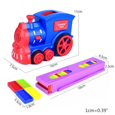 Dominos Train Electric Car Toy With Light Realistic Sound Toy Baby Developmental Creative Building Block สำหรับเด็กก่อนวัยเรียน