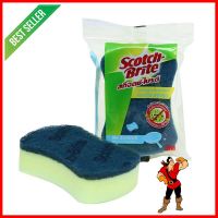 ฟองน้ำพร้อมใยขัด SCOTCH-BRITE ANTIBACTERIAL 3x4 นิ้ว สีน้ำเงินSCRUB SPONGE SCOTH-BRITE ANTIBACTERIAL 3X4IN BLUE **ขายดีที่สุด**