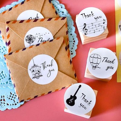 free shipping 1200pcs Thank You Label Sticker Round Label Handmade Stationery Self Adhesive Gift Wedding Decoration Sticker
