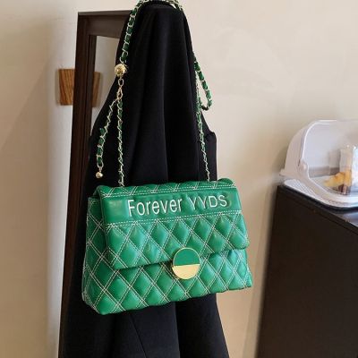 Cross-border double threads ling restoring ancient ways one shoulder alar bag 2022 new fashion chain bag contracted texture inclined shoulder bag