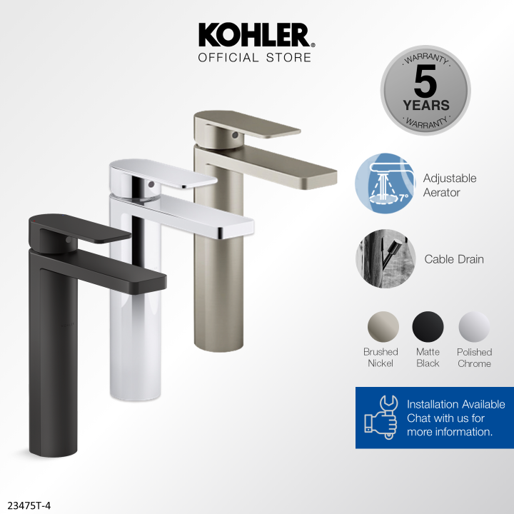 KOHLER Parallel Tall Lavatory Faucet / Basin Mixer, Polished Chrome