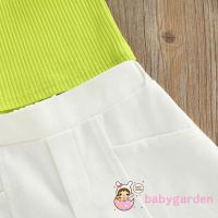 [ส่งของ]Babygarden-9months-4years ชุดเสื้อกั๊ก คอกลม และกางเกงขาสั้น สีพื้น แฟชั่นฤดูร้อน สําหรับเด็กผู้หญิง