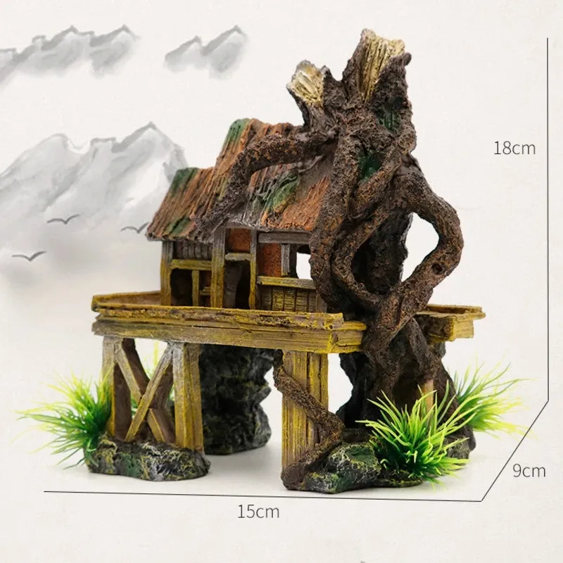 Fish Tank Decoration Accessories Moss Tree House Cave For Little Fish  Aquarium Decorations