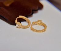 KUGG 18K Yellow Gold Earrings Real Natural Diamond Hoop Earrings Fashion Square Shape INS Style Exquisite Jewelry for Women