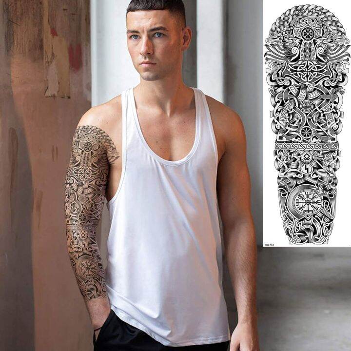 hot-dt-temporary-sticker-large-size-for-men-sleeve-fake-arm