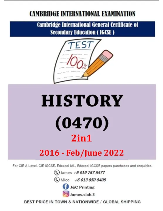 Cambridge Igcse HISTORY 0470 2IN1 Version (PAPER 1,2,4) PAST YEAR PAPER ...