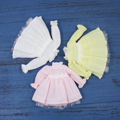 for blyth doll icy flower lace dress princess clothes girl outfits white yellow pink เสื้อผ้าตุ๊กตาบลายธ์
