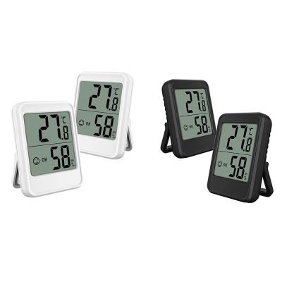 2 Piece Indoor Hygrometer Digital Mini LCD Humidity Monitor for Indoor Black