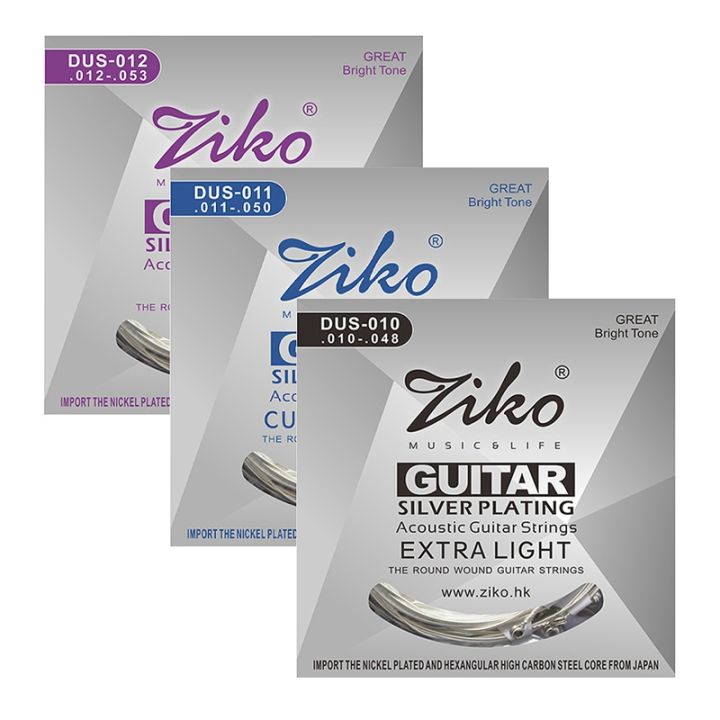 ziko-dus-series-acoustic-guitar-strings-hexagon-carbon-steel-core-silver-plating-wound