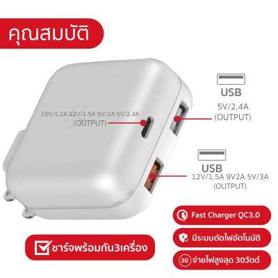 ส่งจากไทย Eloop C2 หัวชาร์จเร็ว QC3.0 PD 20W USB-C Adapter USB Fast Charger 30W Max ชาร์จเร็ว