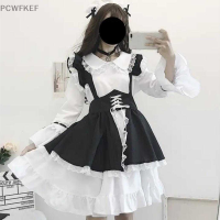 PCWFKEF ผู้หญิงแม่บ้านชุดอะนิเมะผ้ากันเปื้อนชุด Lolita Dress Men Cafe เครื่องแต่งกายคอสเพลย์