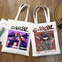 【ACD】   Gorillaz วงเพลงที่ทันสมัยการ์ตูนออลจังถุงช้อปพิมพ์ผ้าใบกระเป๋ากระเป๋าถือผู้หญิงกระเป๋าฮาราจูกุกระเป๋าสะพาย