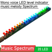 DC 5โวลต์-12โวลต์โมโนเสียง LED ตัวบ่งชี้ระดับเพลง Melody แสงเสียง Vu เมตรปรับความไว20LED สำหรับเครื่องขยายเสียง USB