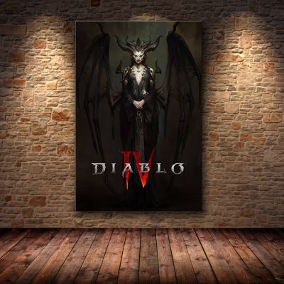 Diablo IV HD โปสเตอร์เกม Lilith หอพักตกแต่งบ้าน Apartment ตกแต่งภาพวาดห้องนอน Wall Art โปสเตอร์ผ้าใบภาพวาดพิมพ์
