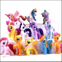 12ตัว ตุ๊กตา ตุ๊กตาโพนี่ ตุ๊กตาน่ารัก ของสะสม ของขวัญวันเกิด 5.5-8cm Rainbow Horse PVC Rainbow horse cute little horse action toy figures dolls for girl birthday christmas gift