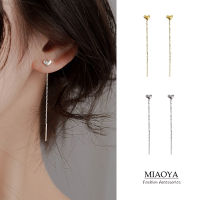 MIAOYA Fashion Jewelry Shop ที่เรียบง่ายรูปหัวใจด้ายหูสำหรับสุภาพสตรีพู่ต่างหูโลหะสำหรับนักเรียนของขวัญวันเกิดที่สวยหรู INS