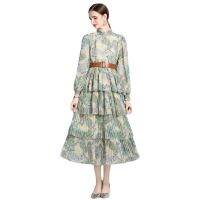 Womens New Dress Real Shot Spot New Vintage Temperament Print Cake Maxi Vacation Dress