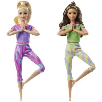 Boneca Barbie Made To Move Aula De Yoga Loira Mattel Ftg80 em