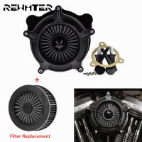 รถจักรยานยนต์ CNC กรองอากาศ Turbine Air Cleaner Intake Filter Element สำหรับ Harley Softail FL 16-17 Touring Road Glide