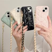 เคสโทรศัพท์มีสายคล้องโซ่สะพายพาดลำตัวหนังหรูหราสำหรับ Iphone 14 Pro 11 12 13 Pro เคสกันกระแทกปกสูงสุดน่ารักกระเป๋าใส่บัตรฟันฟัน