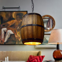 American Wood Wine Barrel Pendant Light Fixture Luminaire Vintage Bar Hanging Lamp Cafe Restaurant Kitchen Industrial Decoration