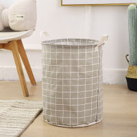 Cotton Linen Dirty Laundry Basket Foldable Round Waterproof Organizer Bucket Clothing Children Toy Large Capacity Storage Home