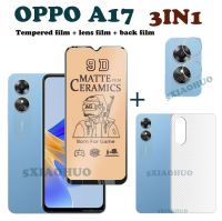 (3 In 1) OPPO A17เซรามิคกระจกนิรภัยป้องกันหน้าจอ + กล้องฟิล์ม + ฟิล์มสำหรับ OPPO A17 A57 A77 A95 A55 A96 A76เซรามิคนุ่มฟิล์ม