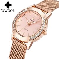 （A Decent035）WWOOR Women2022 NewRhinestoneFor Women Top LuxuryGold LadiesWristwatch Relogio Feminino