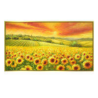 Sunflower ภาพวาดเพชรลูกปัดงานปักครอสติช Landscape Mosaic ชุดเย็บปักถักร้อย