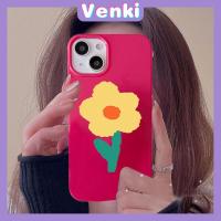 VENKI - เคสไอโฟน11 เคส iPhone Case Soft TPU Pink Glossy Candy Case น่ารักการ์ตูนดอกไม้ใหญ่ป้องกันกล้องกันกระแทกสำหรับ iPhone 14 13 12 11 Pro Max 7 8 Plus X XR