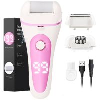 ZZOOI 3 In 1 Charged Electric Foot File for Heels Grinding Pedicure Tool Electric Epilator Beard Hair Removal Womens Shaving Machines