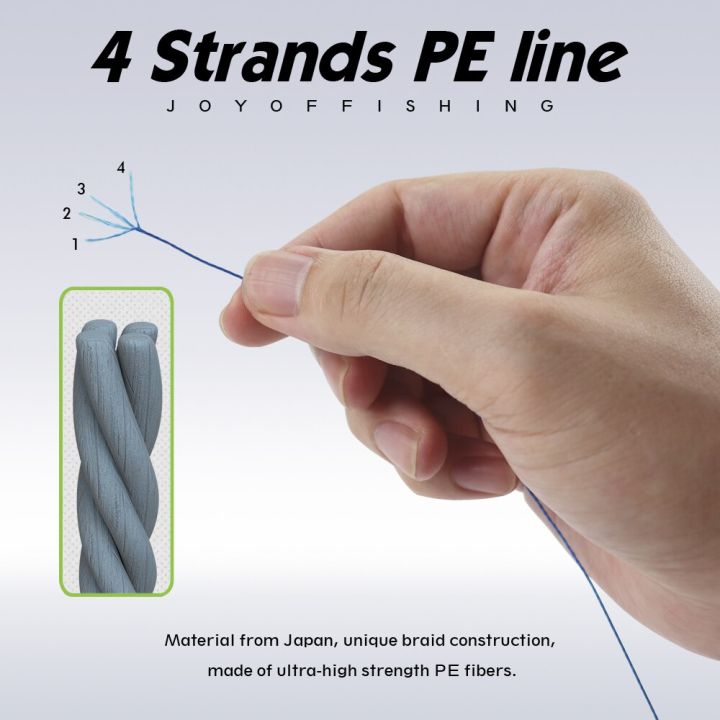 jof-4เอ็นตกปลาถัก100เมตรม้วนเชือกประมง4เส้นสายตกปลา18lb-แข็งแรงเทคโนโลยีญี่ปุ่น2สีสายเอ็นตกปลา-dyx3824