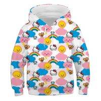 Sudadera con capucha 3D de Hello Kitty para niños y niñas, de manga larga, para primavera y otoño, 2-14 años