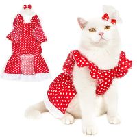 Red Polka Dot Dress For Pet Cat Clothes Sweet Suspenders Cats Clothing for Small Dogs Summer Skirts Princess Dress Pet Clothes Dresses