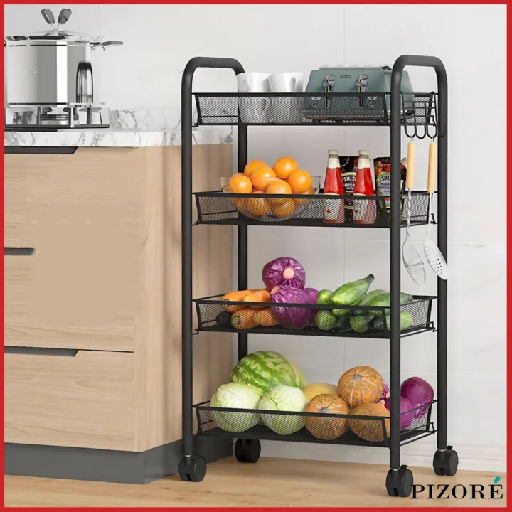 【Fast delivery】PIZORE | 4-Tier Storage Trolley Multipurpose Utility ...