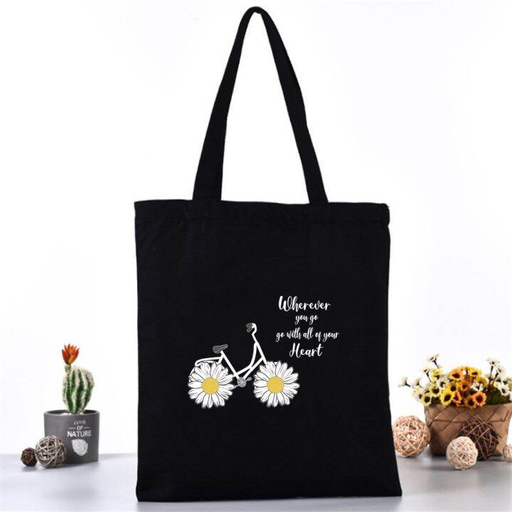 stylish-handheld-bag-versatile-shoulder-bag-daisy-print-handbag-casual-shopping-bag-printed-tote-bag