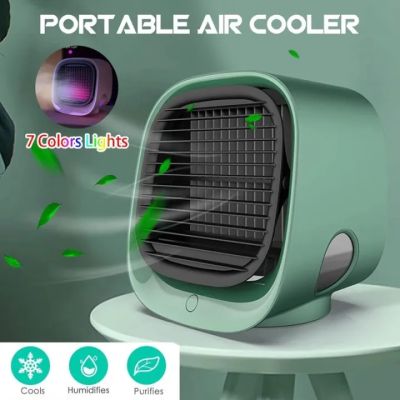 【เก็บล้าง】เครื่องปรับอากาศขนาดเล็กแบบพกพา USB Air Cooler Fan Cooling Water Cooling Fan ห้องนอนประหยัดไฟฟ้าเครื่องปรับอากาศตั้งโต๊ะขนาดเล็ก Cool Air Conditioner Fan