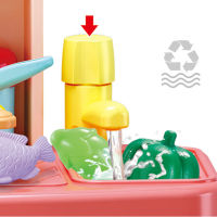 Kitchen Play House Toy Simulation Sound And Light Manual Water Cooking Table Kitchen Toys Vegetables Fruits Cooking House Set