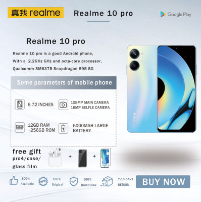 Global rom Realme 10 Pro/ 10 Pro + 5G 8 + 256 GB วอลคอมม์คู่ SM6375 Snapdragon 695 5G (6 Nm) 5000 MAh 6.72นิ้ว