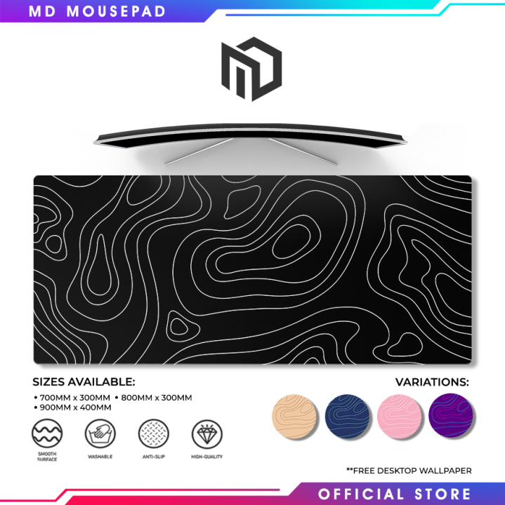MD Mousepad Topographic Extended Mousepad Large Gaming Mousepad