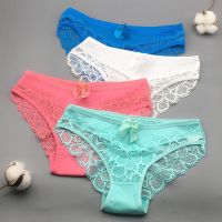 《Be love shop》3 Pcs / Lot New Arrival 2022 Sexy Underwear Cotton Lace Transparent Panties M L XL 9358