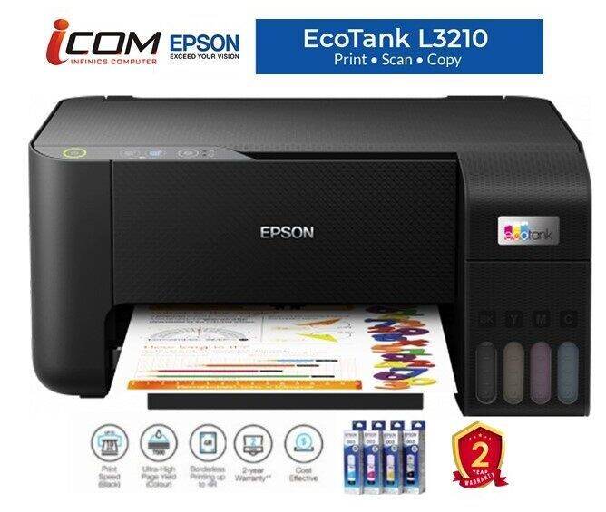 Epson EcoTank L3210 AIO Ink Tank Printer Print, Scan, Copy T00V100 200 300 400 (003) BCMY