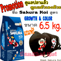 ( เม็ด L ) [ แถมฟรี Mask Sakura Koi ] อาหารปลาคาร์ฟ​ซากุ​ระ ​โค่​ย ( SAKURA KOI )​ สูตรเร่งโต&amp;เร่งสี 2in1 ​ขนาด 6.5 kg.