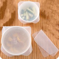 【DT】 hot  4Pcs Silicone Cling Film Reusable Multifunctional Eco Fresh Food Storage Saver Wrap Seal Cover Fresh Food Wrap Seal Kitchen Tool