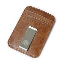 Vintage Men Genuine Leather Money Clip  Front Pocket Clamp for Money Holder Removable Money Clip Wallet with Card ID Case Card Holders