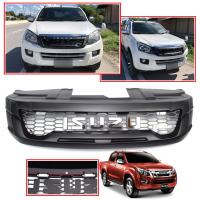 กระจังหน้า หน้ากระจัง มีไฟ LED สีขาว รุ่น อีซูซุ ดีแม็กซ์ ISUZU D-MAX DMAX ปี 2012 - 2015 สีดำด้าน โลโก้ใหญ่ โครเมี่ยม 1 ชิ้น