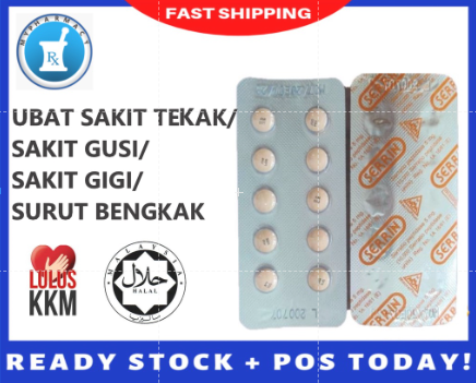 SERRIN SERRATIO PEPTIDASE 5MG 10'S UBAT SURUT BENGKAK UBAT SAKIT TEKAK ...