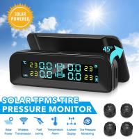 Smart Car TPMS Tire Pressure External Sensor Monitoring System Solar Power Digital LCD Display USB Auto Security Alarm