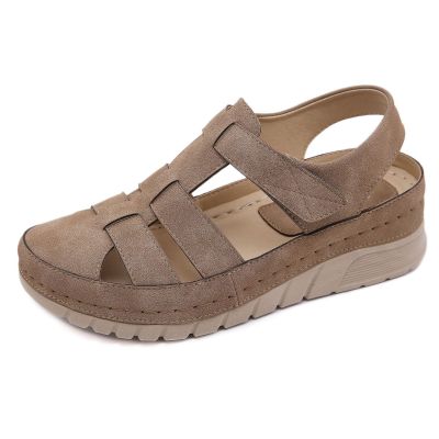 new 2023 vintage sandals women sole portable cross-border line leisure wedges baotou single shoes